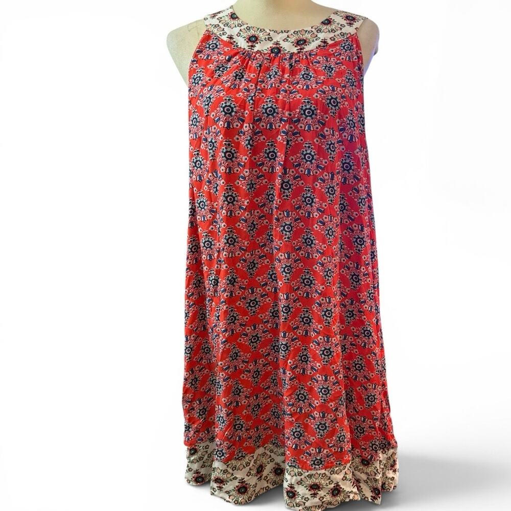 Boden Coral Floral Print Sleeveless Shift Dress, 100% Viscose, Size 12